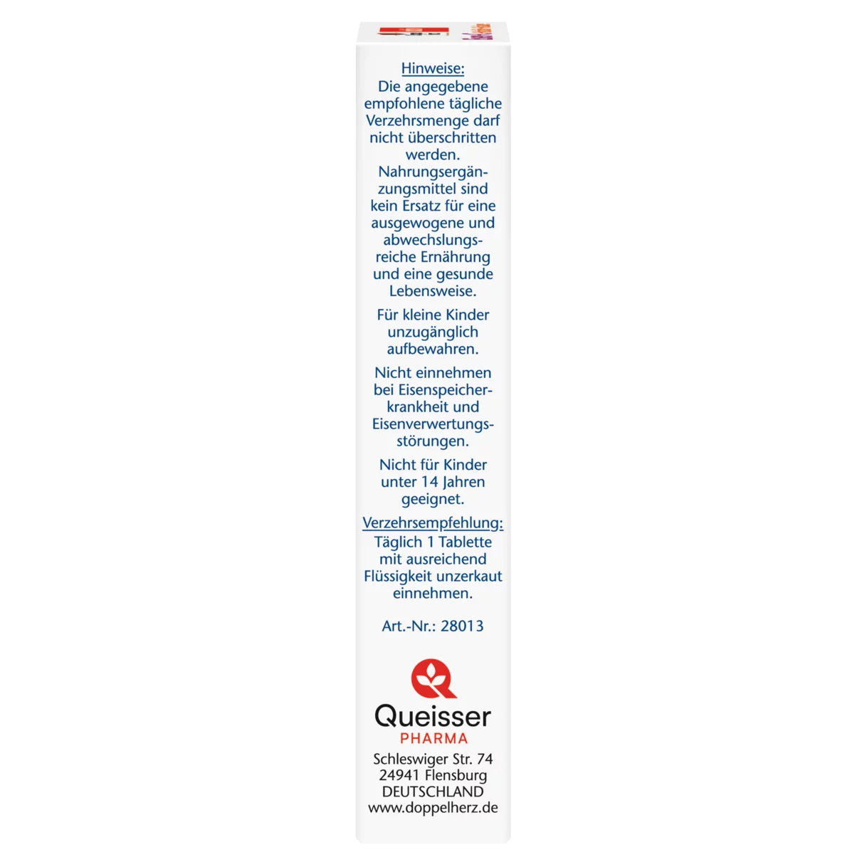Abbildung der Produktverpackung Doppelherz aktiv Eisen + C Seitenansicht links